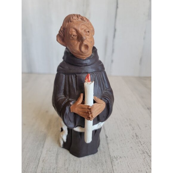 Vintage ceramic monk caroling candle religious Xmas figure - Picture 2 of 10